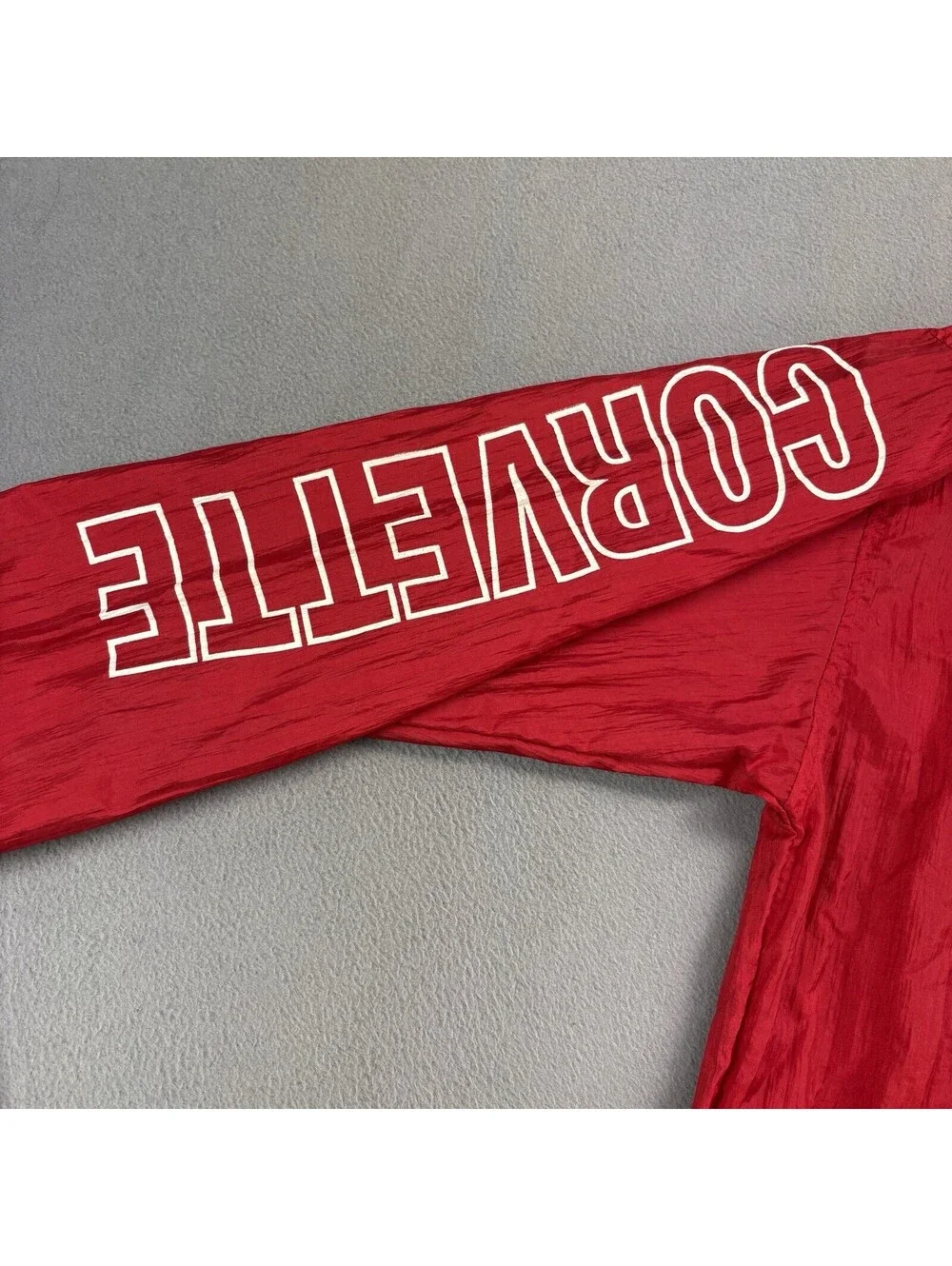 Vintage 80s Corvette Windbreaker Jacket Size Medium Red Sports Car